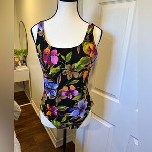 🌷Vintage Catalina One-Piece Ribbed Floral Swimsuit 3/$30
